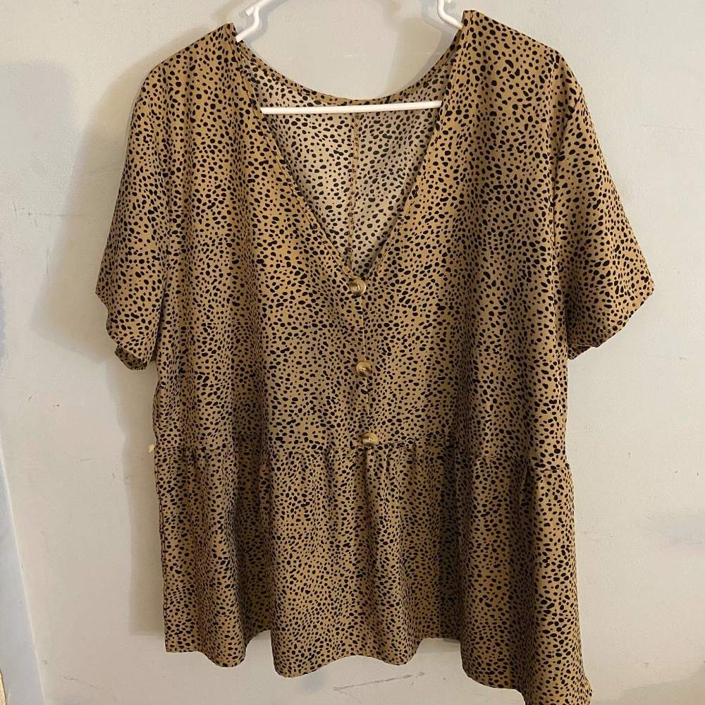 SHEIN Leopard Print Peplum Blouse